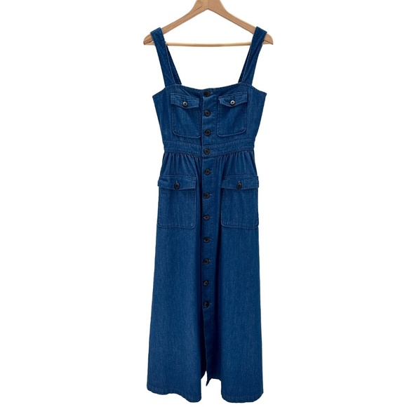 Kapital 8OZ DENIM BAKER JUMPER SKIRT - INDIGO - XS (Size 1) - Picture 1 of 5